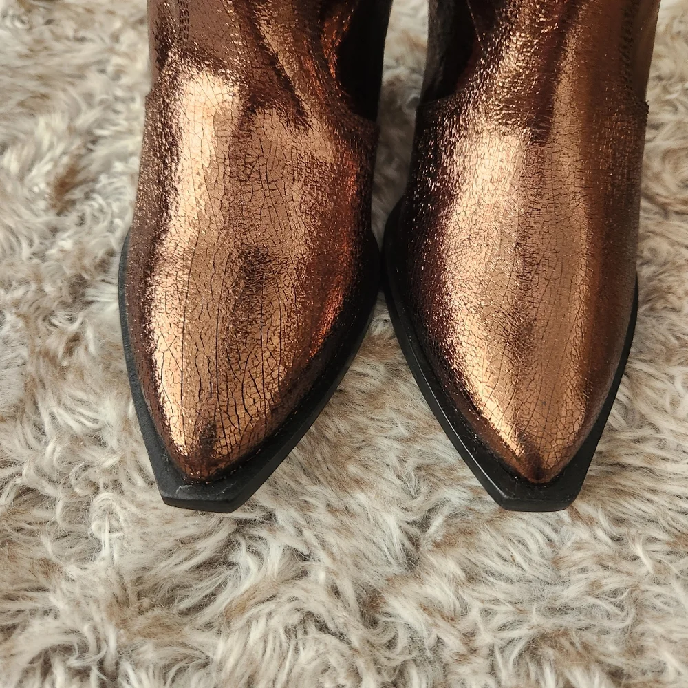 Free People Triple Crown Over the Knee Boot Bronze‎ Metallic Women's Size 8